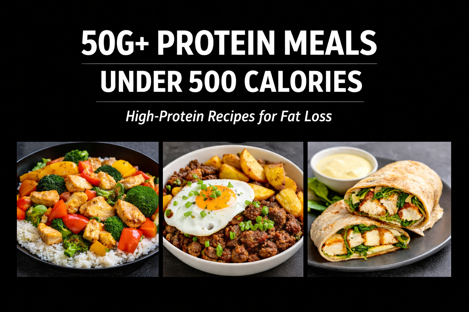 MEALS UNDER 500 CALORIES • 50G+ PROTEIN